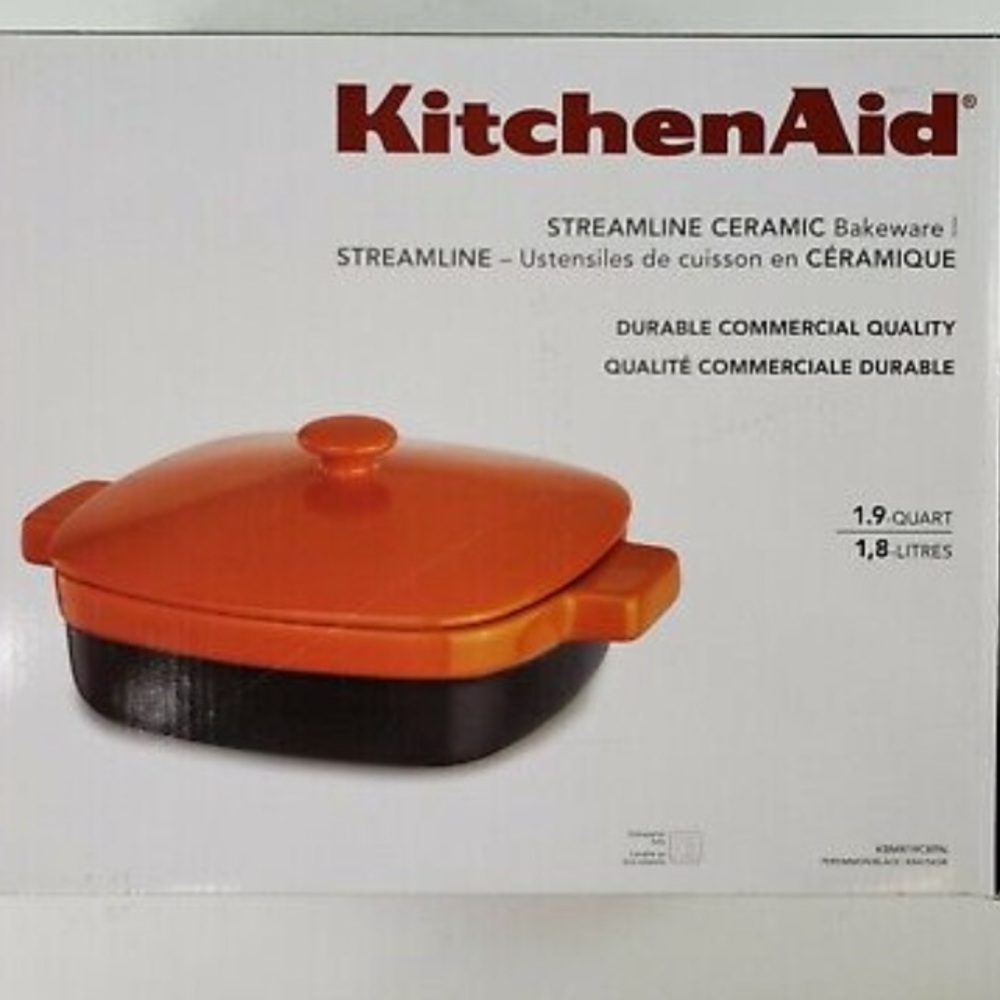 Kitchenaid Streamline Ceramic Bakeware NEW 1.9 Quart Two Tone Dutch Oven